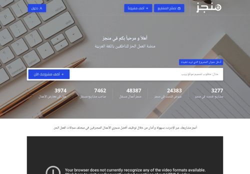 لقطة شاشة لموقع منجز، منصة العمل الحر للناطقين باللغة العربية
بتاريخ 11/11/2020
بواسطة دليل مواقع الدليل السهل